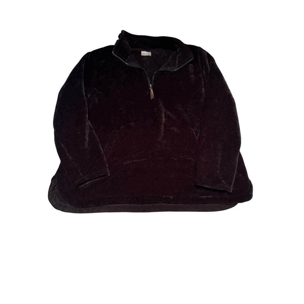32 Degrees Heat Burgundy Velour Quarter Zip Sherpa Pullover Women's XXL Cozy
